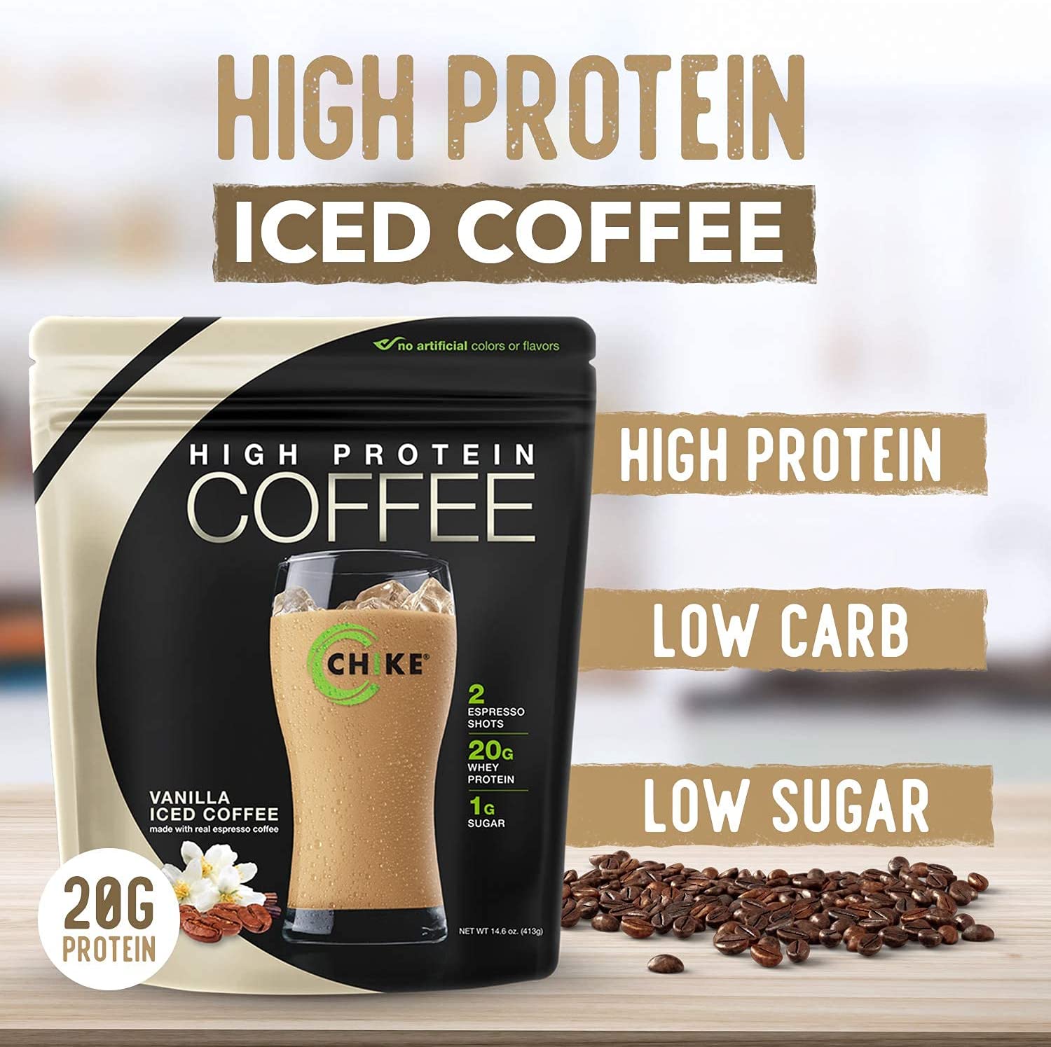 Chike Vanilla High Protein Iced Coffee, 20 G Protein, 2 Shots Espresso, 1 G Sugar, Keto Friendly and