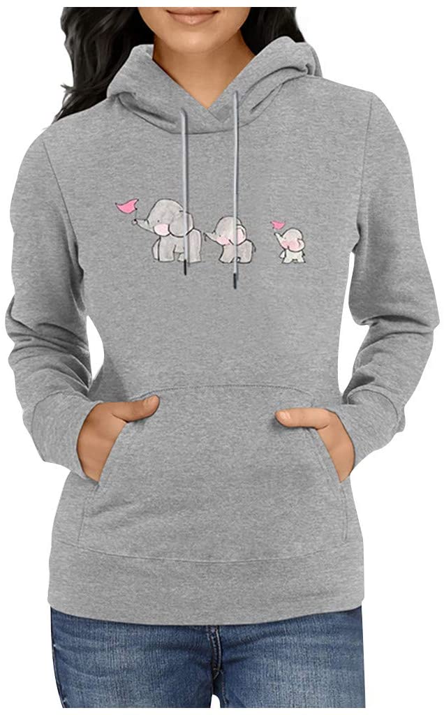 Dosoop Women’s Casual Long Sleeve Sweatshirt Drawstring Cowl Neck Loose Pullover Hoodie Sweater To