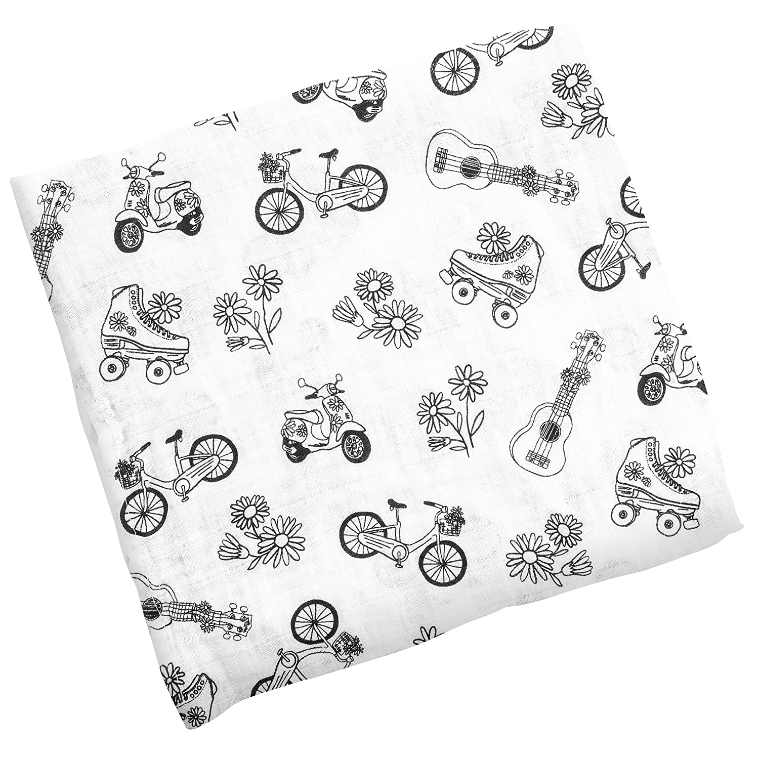 Stephen Joseph, Unisex Baby Cotton Muslin Swaddle Blanket, Sketch