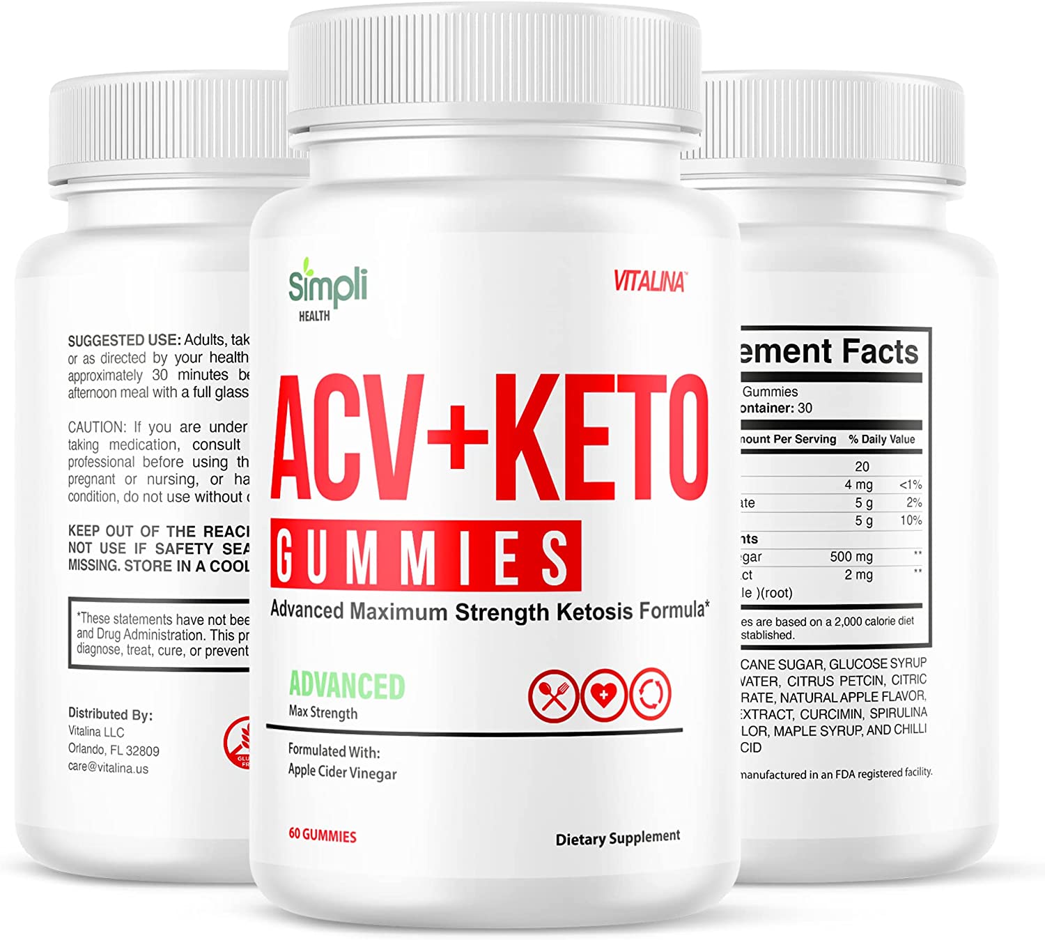 (6 Pack) Simpli ACV Ketosis Gummies, Simpli Health ACV Plus Ketogenic, Simple Health Gummies, Simpli
