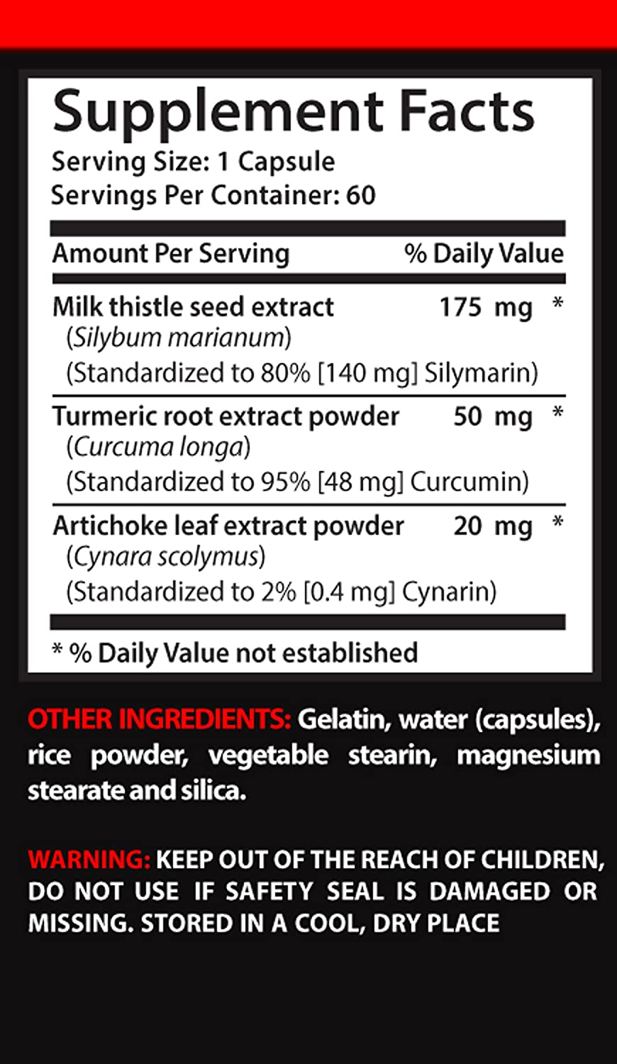 Anti-Aging Capsules - Milk Thistle 175MG - Milk Thistle Combination - 1 Bottle (60 Capsules)
