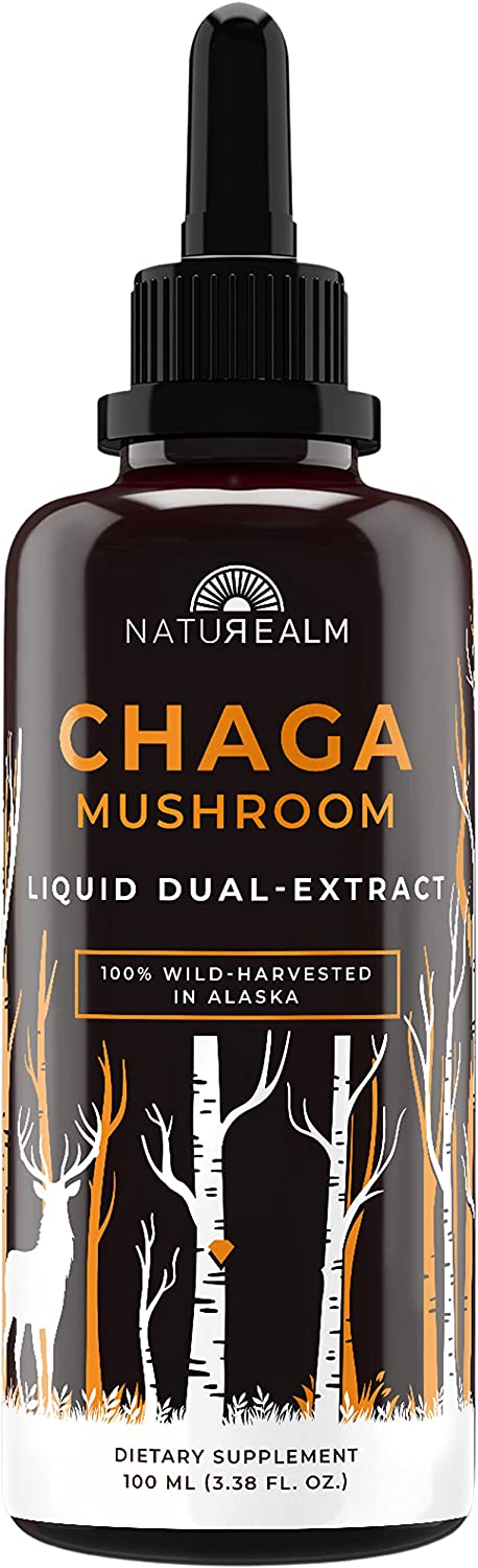 Naturealm Chaga Mushroom Extract - Liquid Drops - Potent Dual Extraction Tincture - Wild-Harvested i