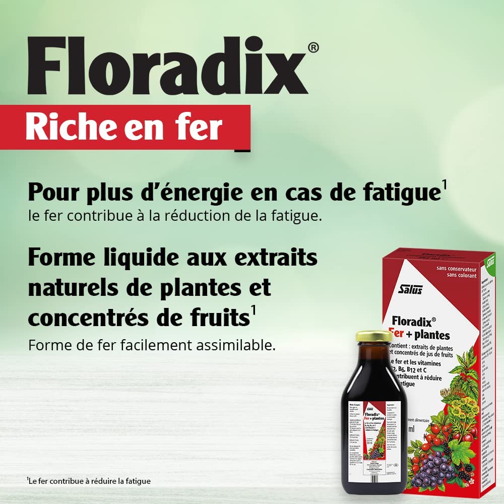 Flora, Floradix Iron + Herbs, Natural Liquid Iron Supplement, 17 fl Ounce (500 ML)