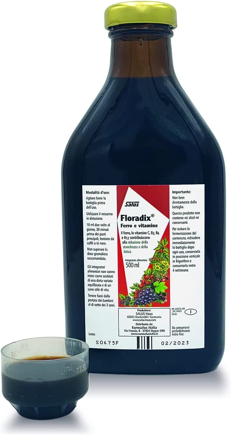 Flora, Floradix Iron + Herbs, Natural Liquid Iron Supplement, 17 fl Ounce (500 ML)