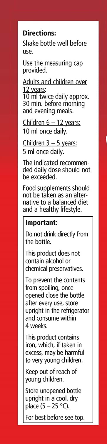 Flora, Floradix Iron + Herbs, Natural Liquid Iron Supplement, 17 fl Ounce (500 ML)