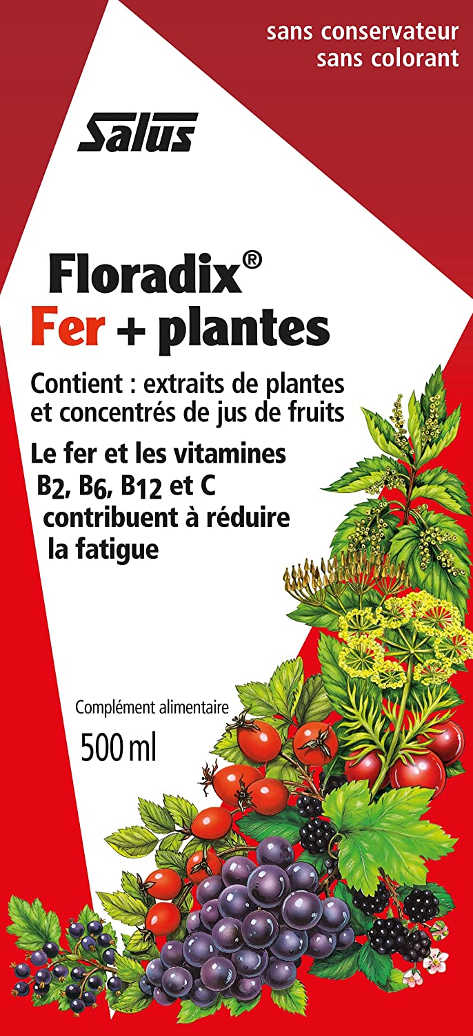 Flora, Floradix Iron + Herbs, Natural Liquid Iron Supplement, 17 fl Ounce (500 ML)