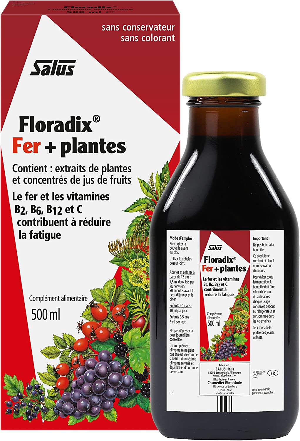 Flora, Floradix Iron + Herbs, Natural Liquid Iron Supplement, 17 fl Ounce (500 ML)