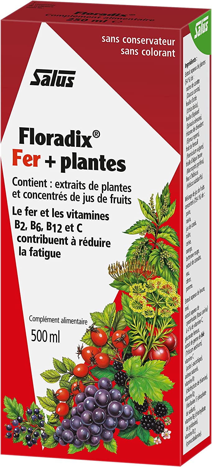 Flora, Floradix Iron + Herbs, Natural Liquid Iron Supplement, 17 fl Ounce (500 ML)