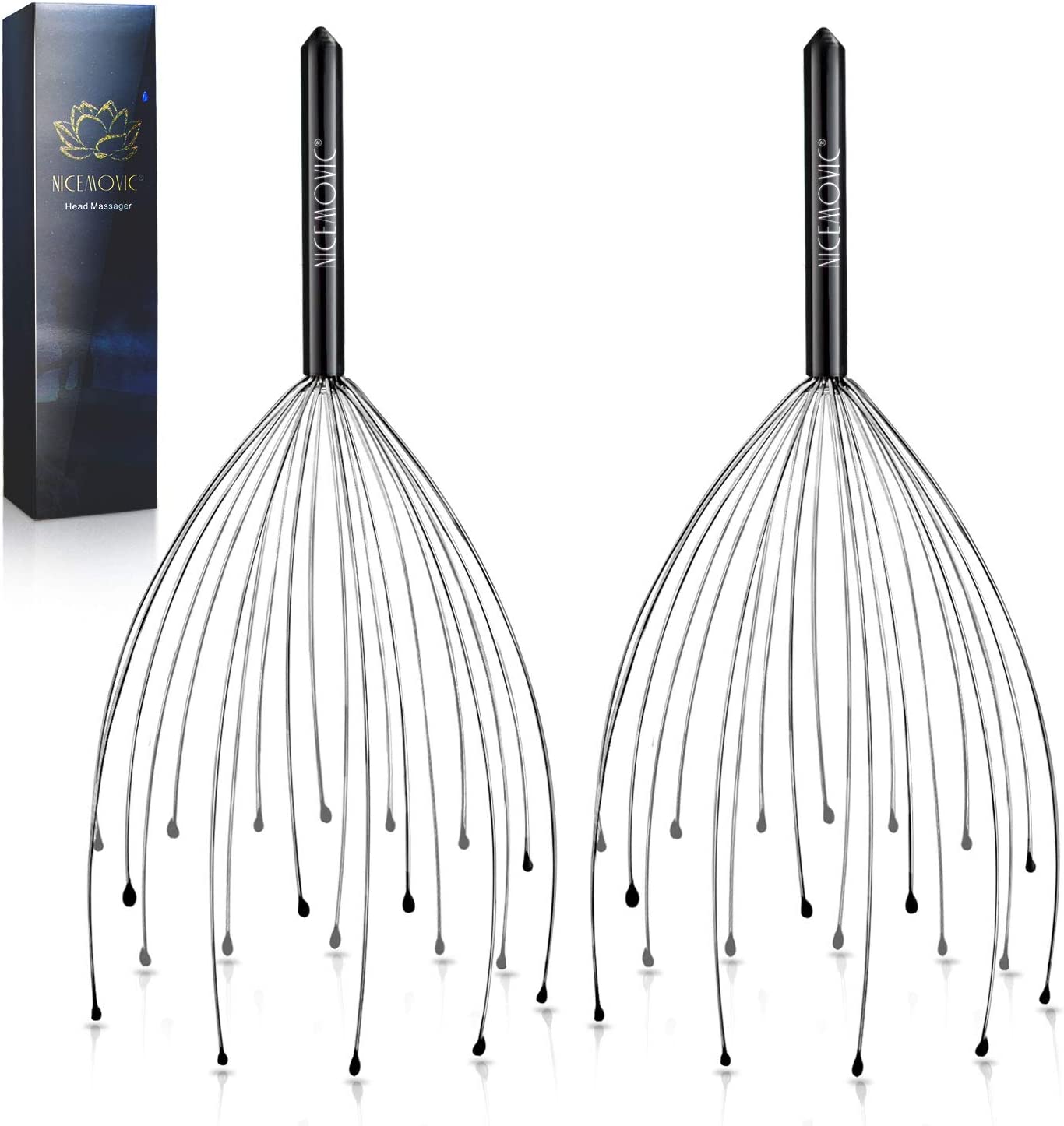 NICEMOVIC 2 Pack Scalp Head Massager with 20 Fingers Scalp Head Scratcher for Hair Stimulation Body 