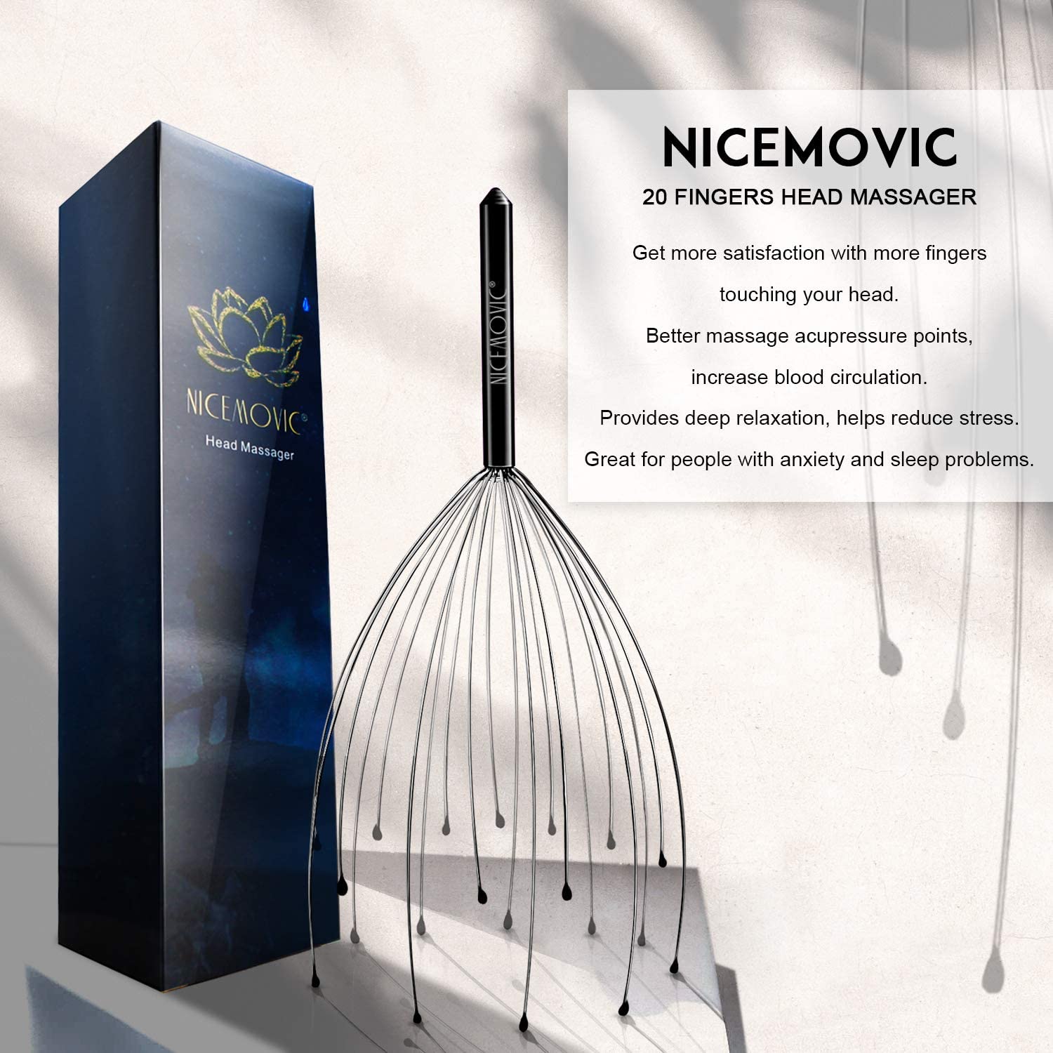 NICEMOVIC 2 Pack Scalp Head Massager with 20 Fingers Scalp Head
