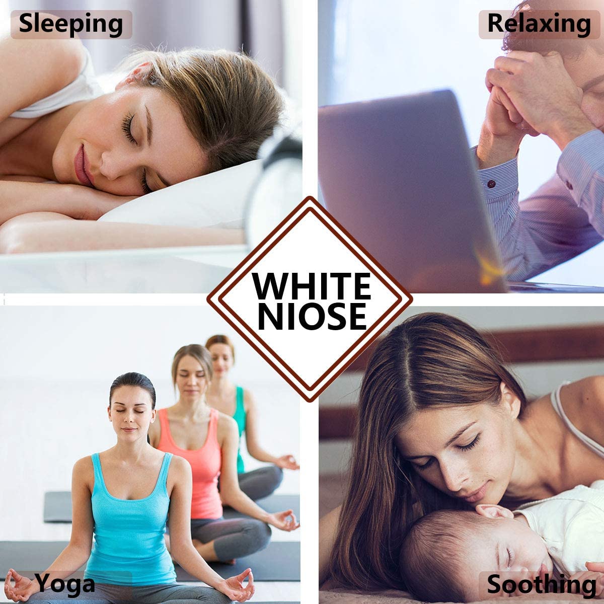 Magicteam Sound Machines White Noise Machine with 20 Non Looping Natural Soothing Sounds and Memory 