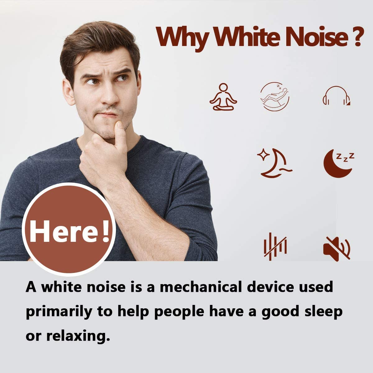 Magicteam Sound Machines White Noise Machine with 20 Non Looping Natural Soothing Sounds and Memory 