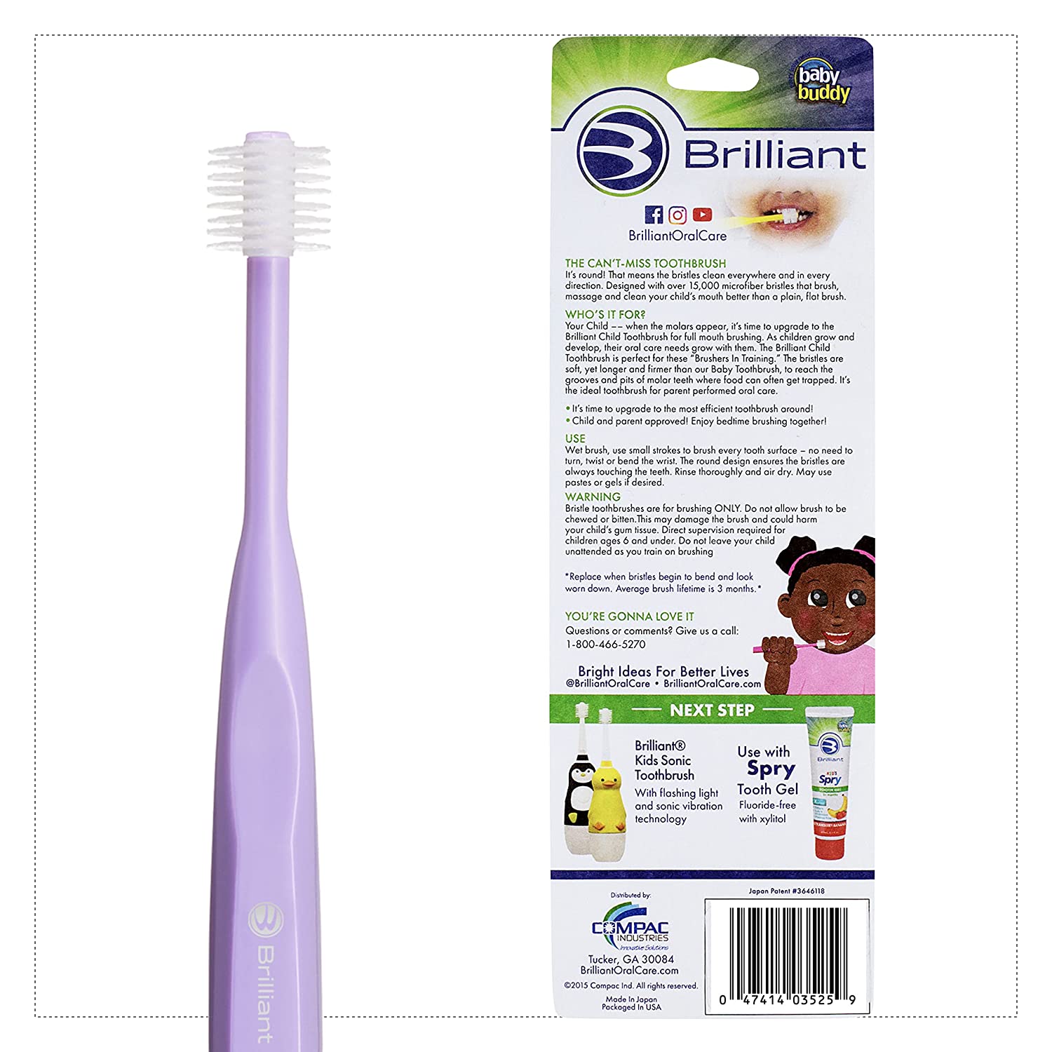 Brilliant Child Toothbrush by Baby Buddy - Ages 2-5 Years, When Molars Appear, Micro Bristles Clean