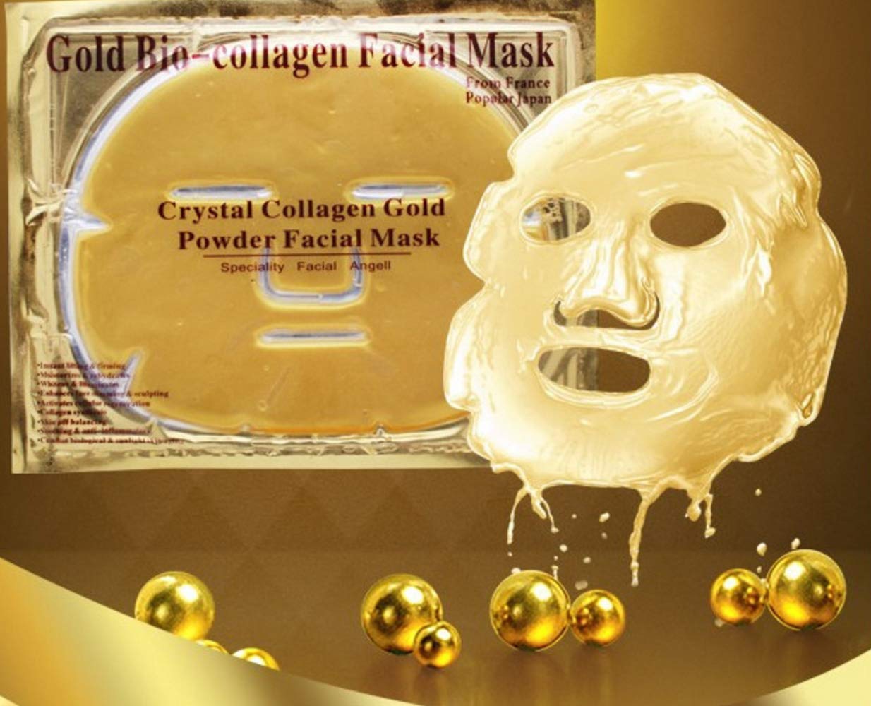 Luxurious 24k Nano Gold Collagen Crystal Facial Mask 5 Packs