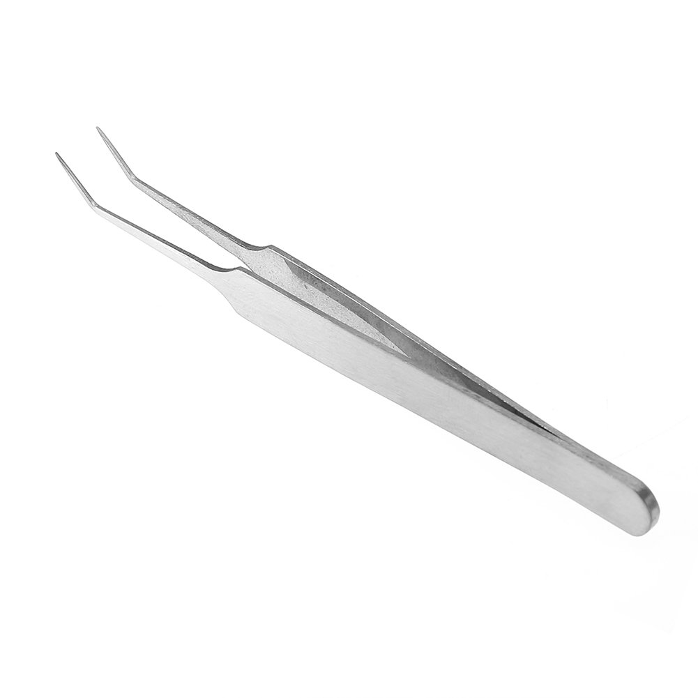 Blackhead Extractor Tweezer, 3.4in Stainless Steel Curved Hook Oblique Straight Clip Tweezer for Rem