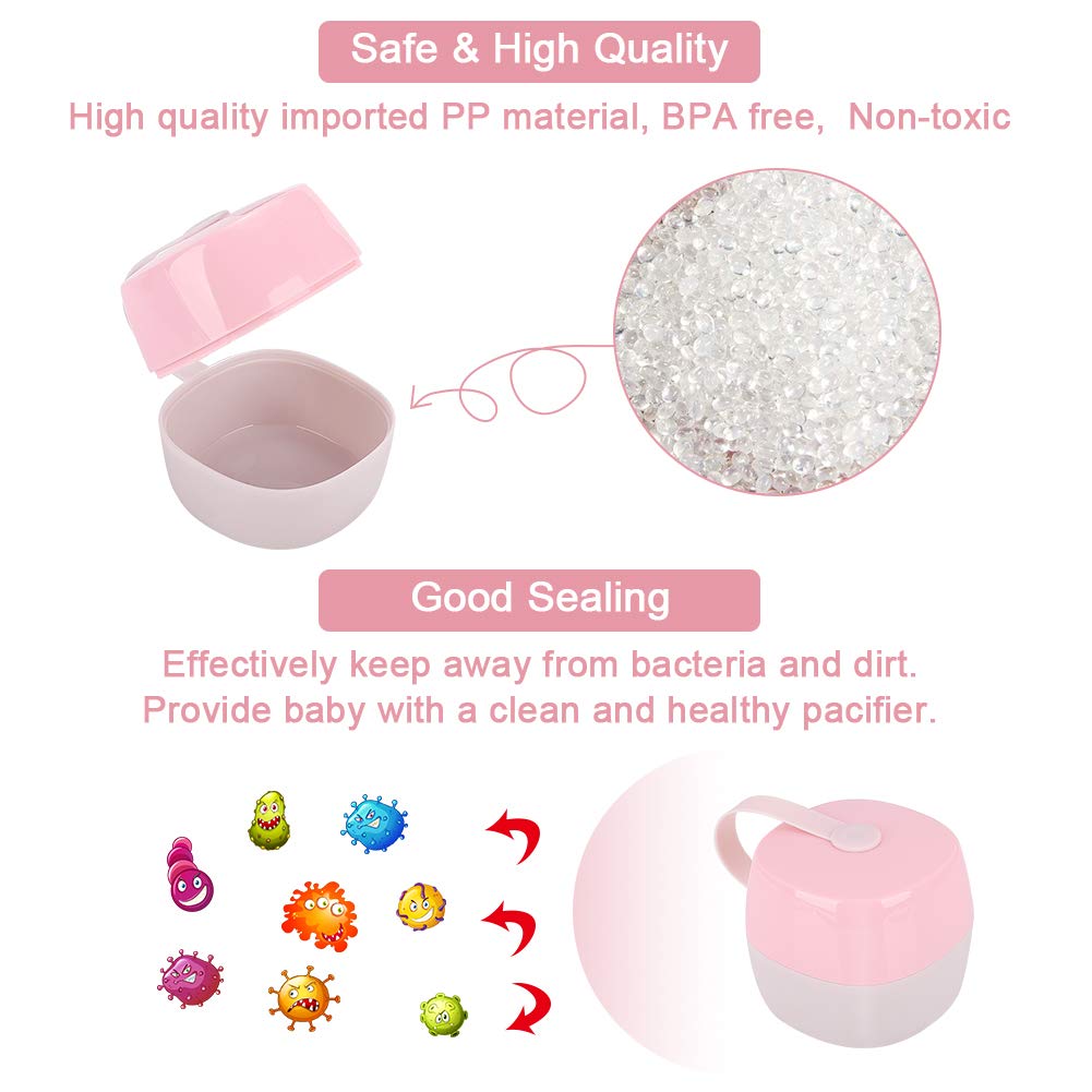 Accmor Pacifier Case, Pacifier Holder, Baby Pacifier Box for Travel, BPA Free, 2 Pack