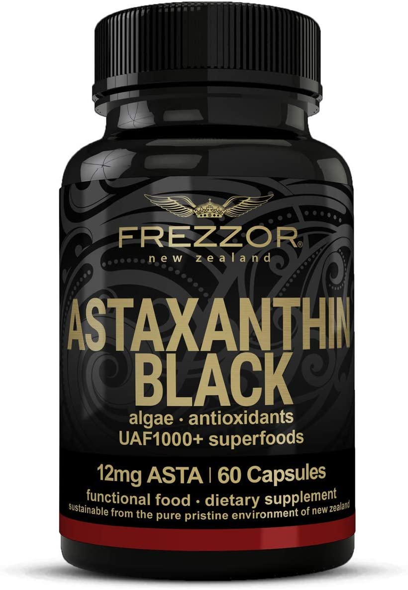 FREZZOR New Zealand Astaxanthin Black with UAF1000+, Anti-Aging, Skin, Eye, Nerve, Muscle Recovery,