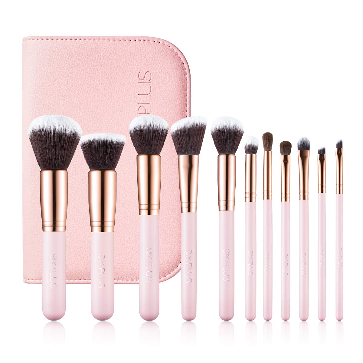 SIXPLUS 11Pcs Pink Makeup Brushes Professional Makeup Brush Set with Storage Bag（Pink）