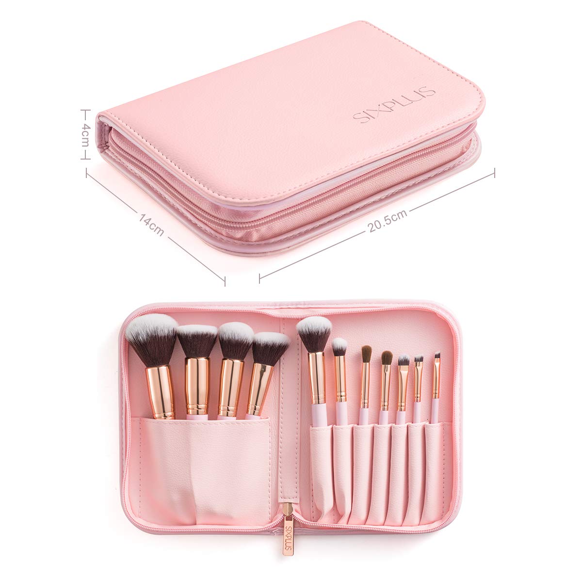 SIXPLUS 11Pcs Pink Makeup Brushes Professional Makeup Brush Set with Storage Bag（Pink）