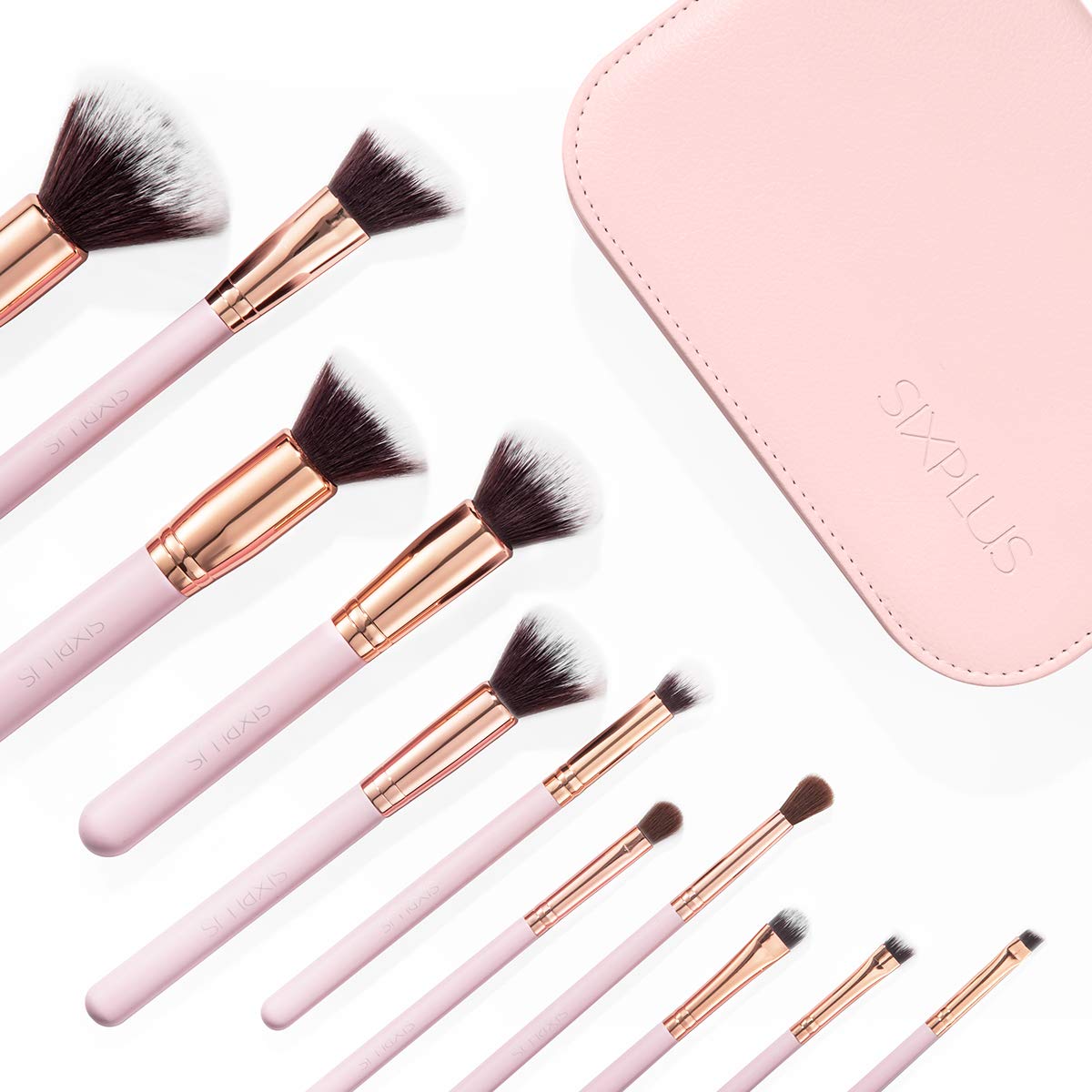 SIXPLUS 11Pcs Pink Makeup Brushes Professional Makeup Brush Set with Storage Bag（Pink）