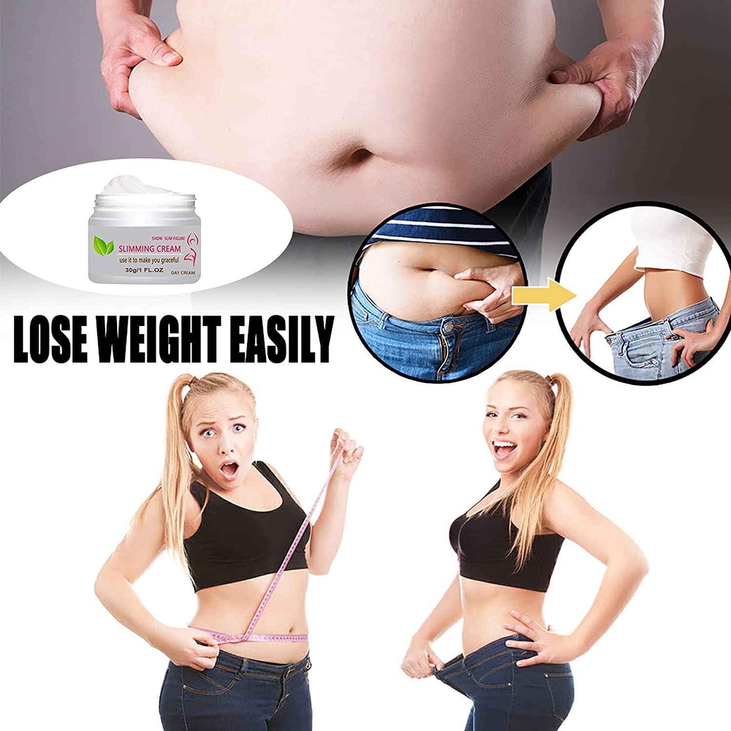 Asdf586io Fat Burning Slimming Cream for Belly and Body, Figure Shaping Body Scrubs for Fitness, Los
