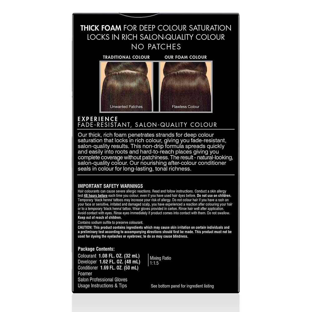 John Frieda Precision Foam Hair Color, Light Natural Brown 6N, Full-coverage Kit with Thick Foam for