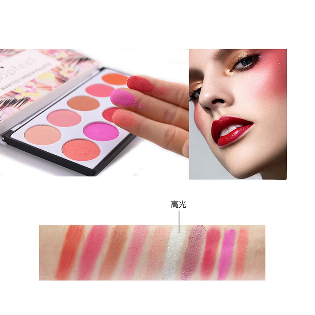 MagiDeal Blusher Palette 10 Color Makeup Face Cheek Matte Powder Blush Pallet - with Brush
