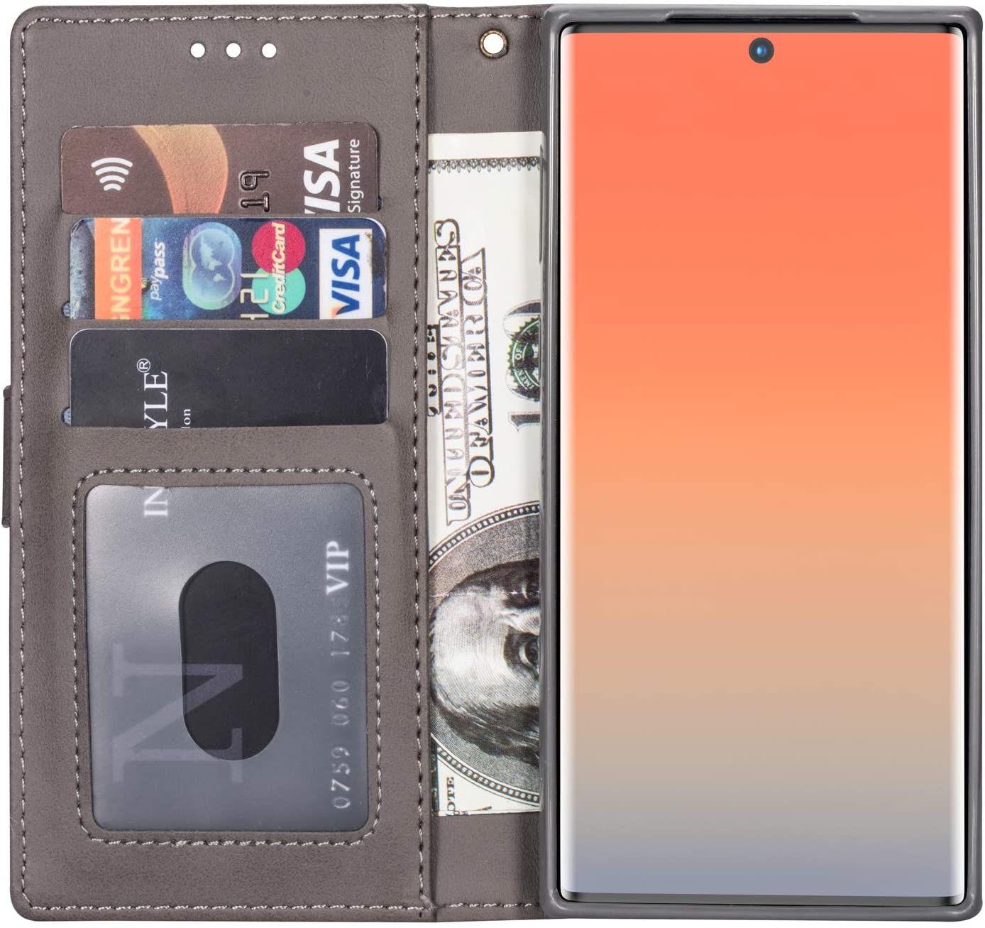 Cfrau for Samsung Galaxy Note 10/Note 10 5G Zipper Wallet Case with Black Stylus,Premium Scratch Res