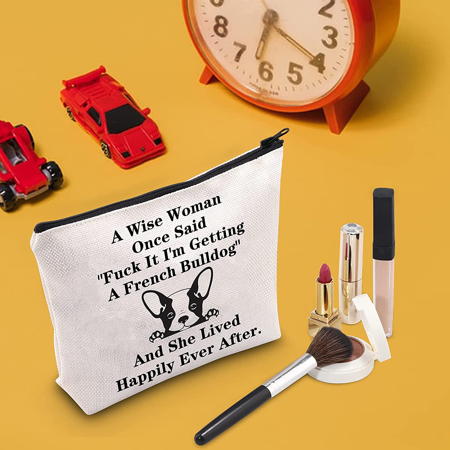 TSOTMO French Bulldog Makeup Bag Dog Lover Gift A wise woman once said 