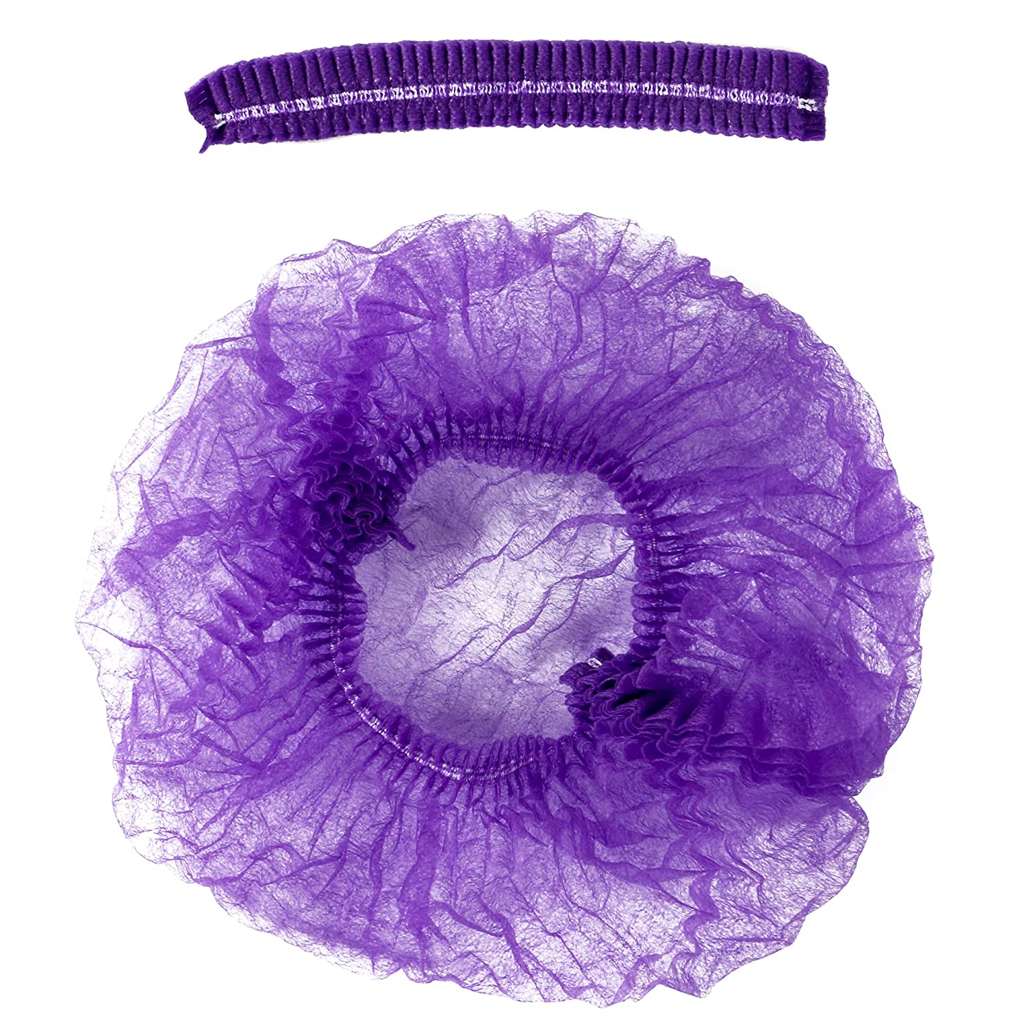 ProtectX Disposable Bouffant (Hair Net) Caps Hair Head Cover Nets 21” (Purple 100 pack)
