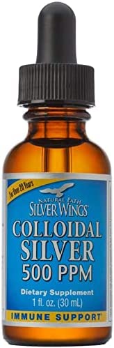 Natural Path Silver Wings. Colloidal Silver Bottle 500 PPM of 32 Oz/960 mL + Colloidal Silver Droppe
