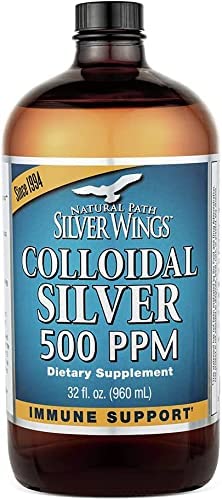 Natural Path Silver Wings. Colloidal Silver Bottle 500 PPM of 32 Oz/960 mL + Colloidal Silver Droppe