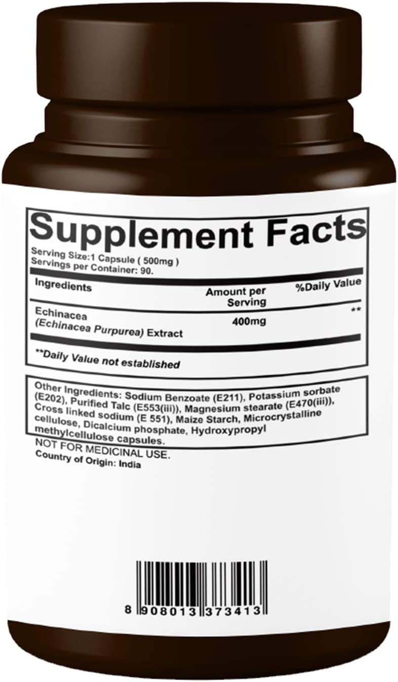 Pure Nutrition Echinacea Extract to Supports Natural Resistance - 400mg | 90 Veg Echinacea Capsules