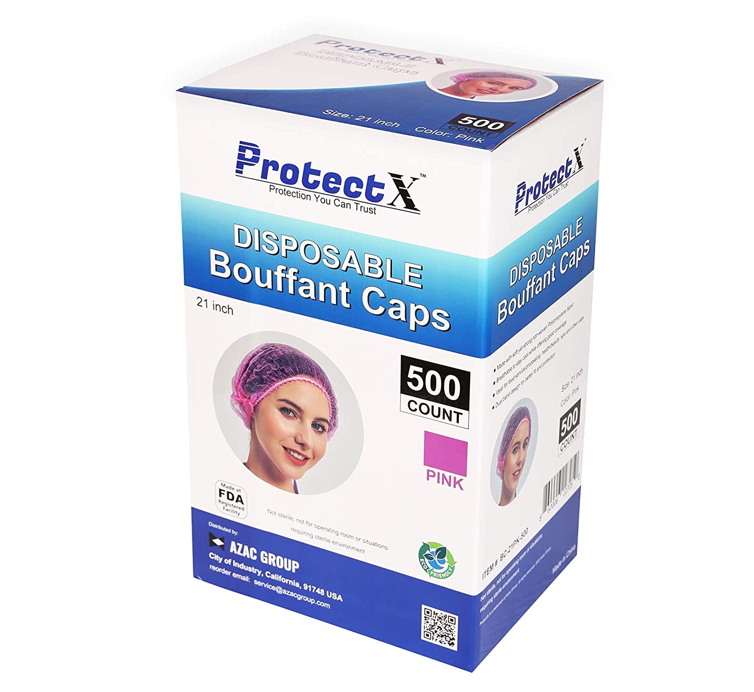 ProtectX Disposable Bouffant (Hair Net) Caps Hair Head Cover Nets 21” (Pink 500 pack)