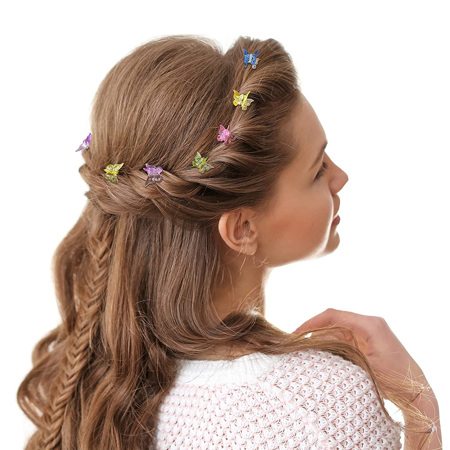 EAONE Butterfly Hair Clips 50Pcs, Pastel Cute Hair Clips Mini Small Hair Claw Clips Hair Aesthetic A