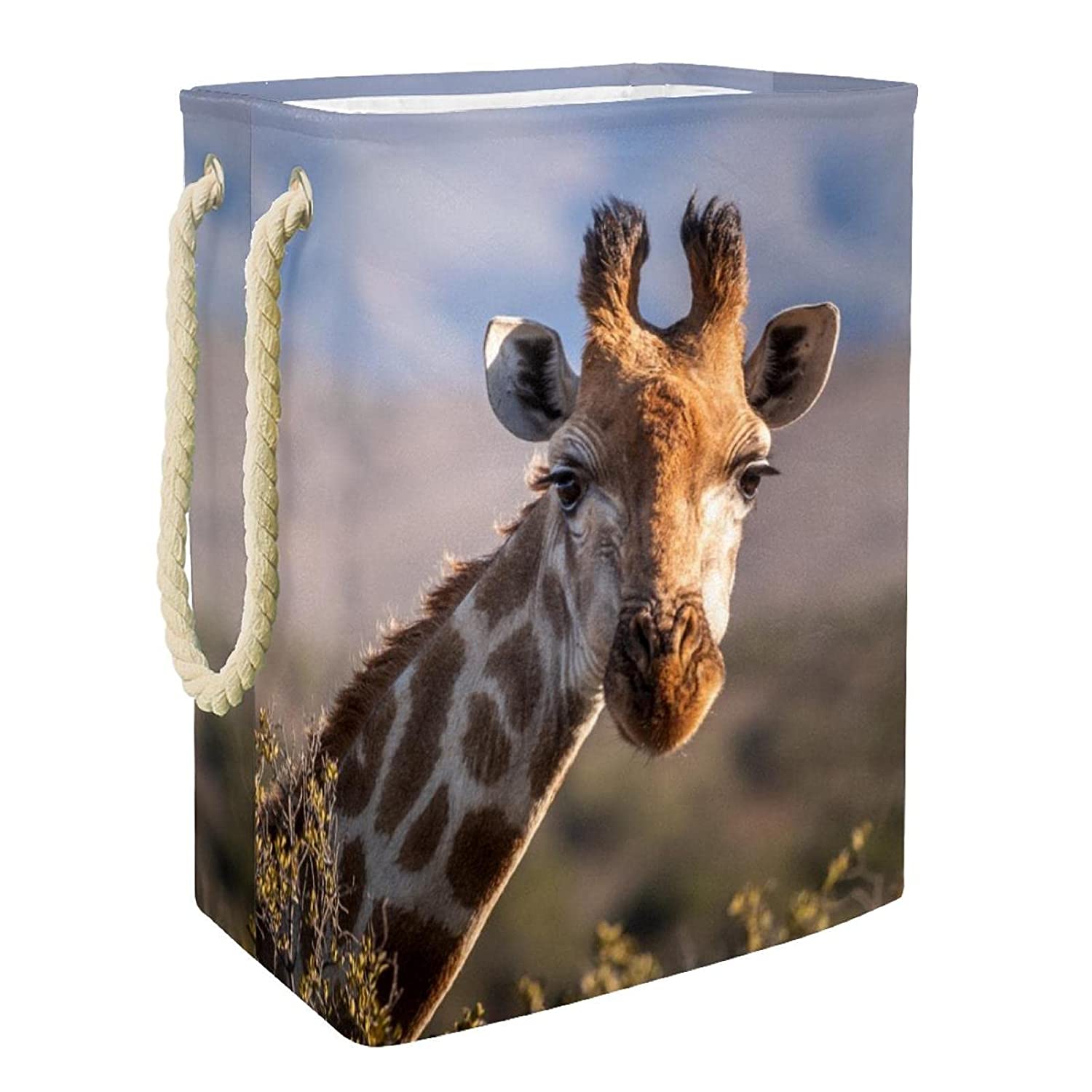 Laundry Basket Animal Giraffe Storage Basket with Handles Modern Decorative Toy Basket for Living Ro
