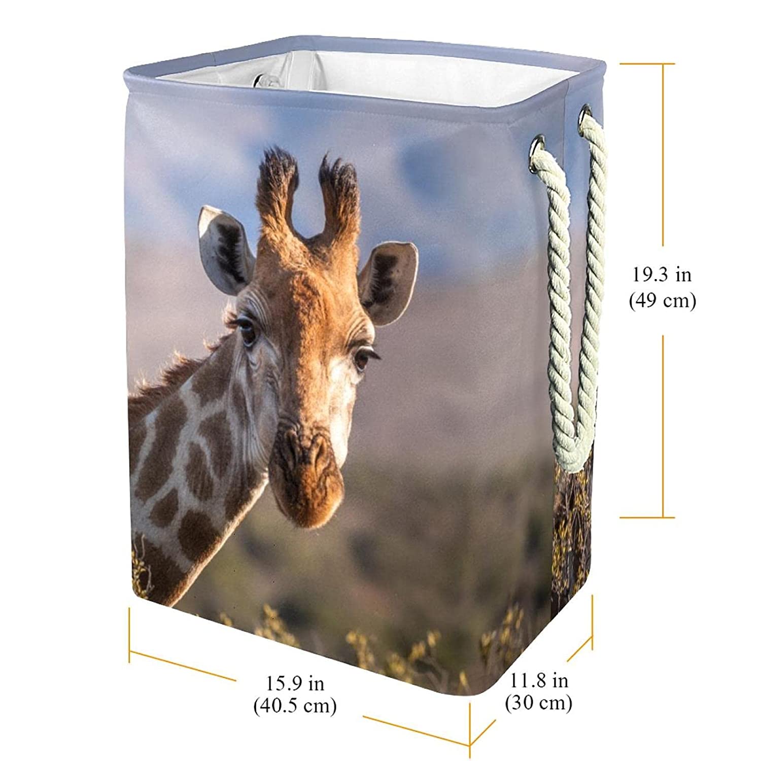 Laundry Basket Animal Giraffe Storage Basket with Handles Modern Decorative Toy Basket for Living Ro