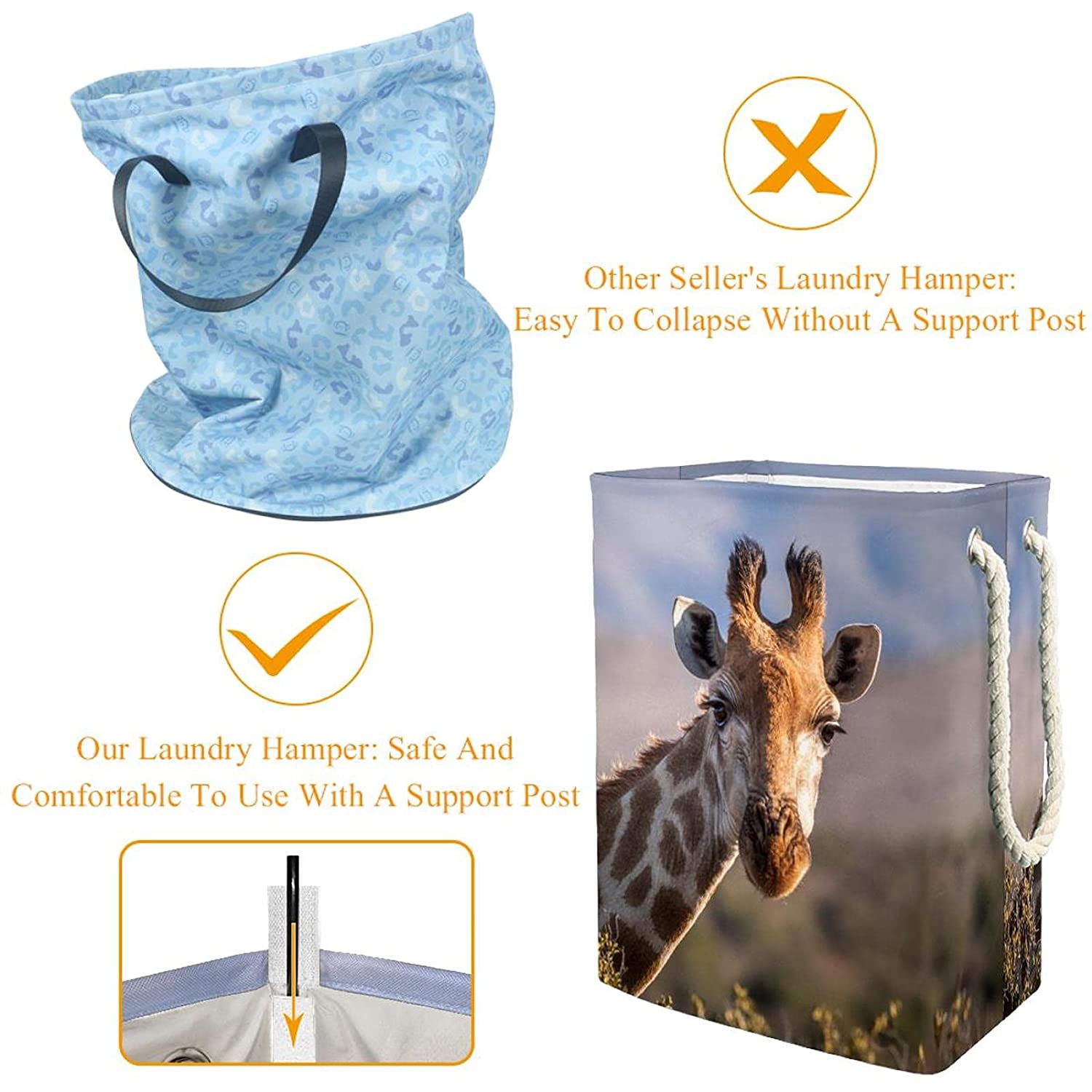 Laundry Basket Animal Giraffe Storage Basket with Handles Modern Decorative Toy Basket for Living Ro