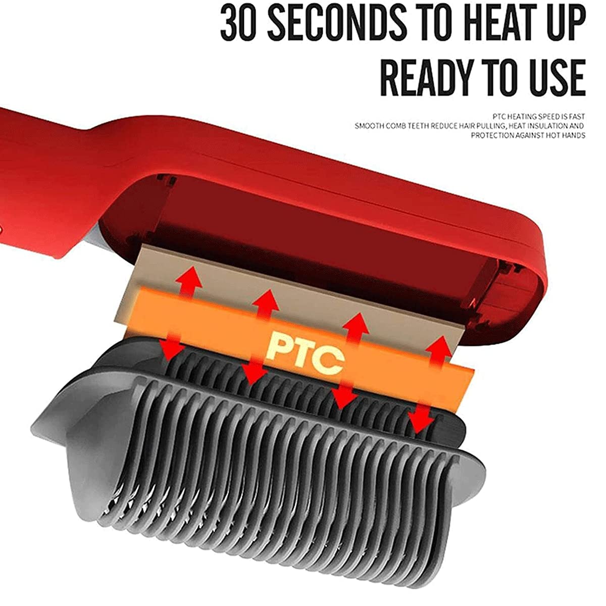 Anion Hair Straightener Brush, Cordless Rechargeable 2-IN-1 Hot Comb Brush with Anti-Scald, LCD Temp