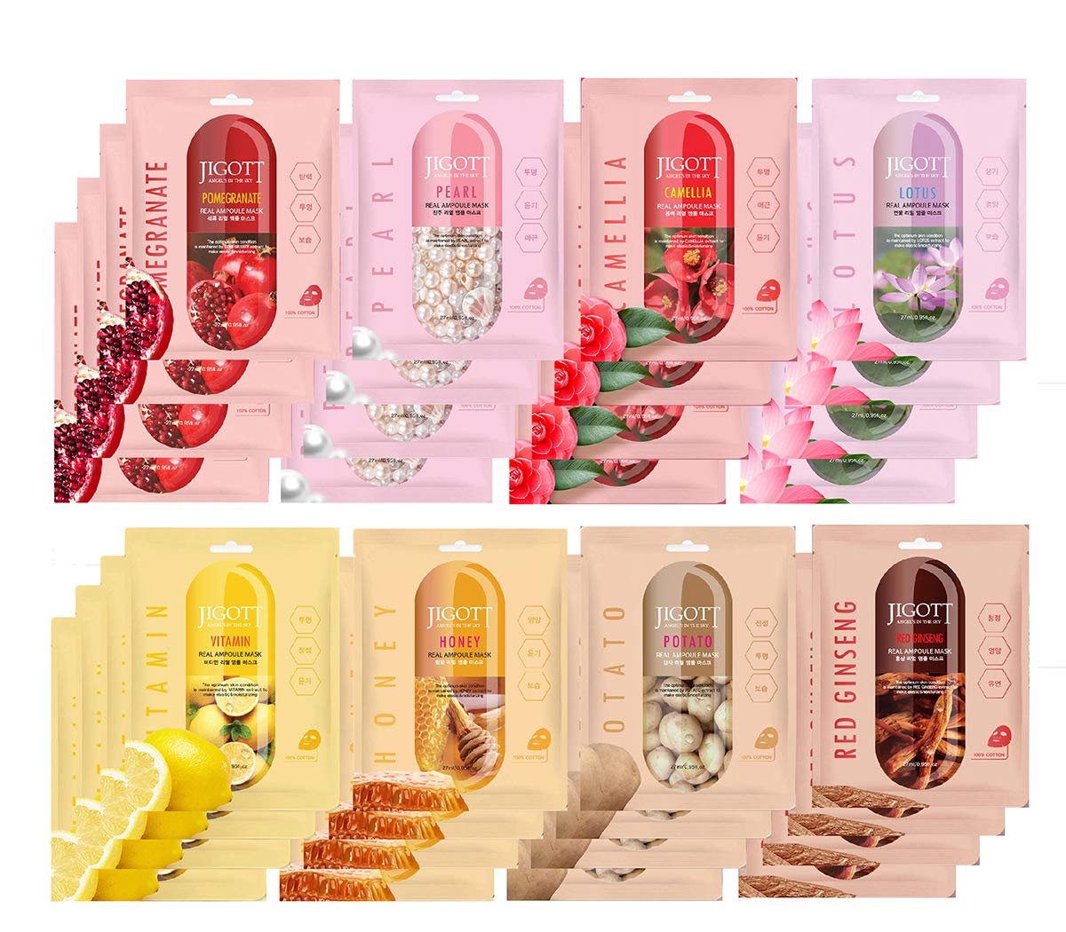 Jigott Korea Skin Care Real Ampoule Full Face Facial Mask Pack 4 of ...