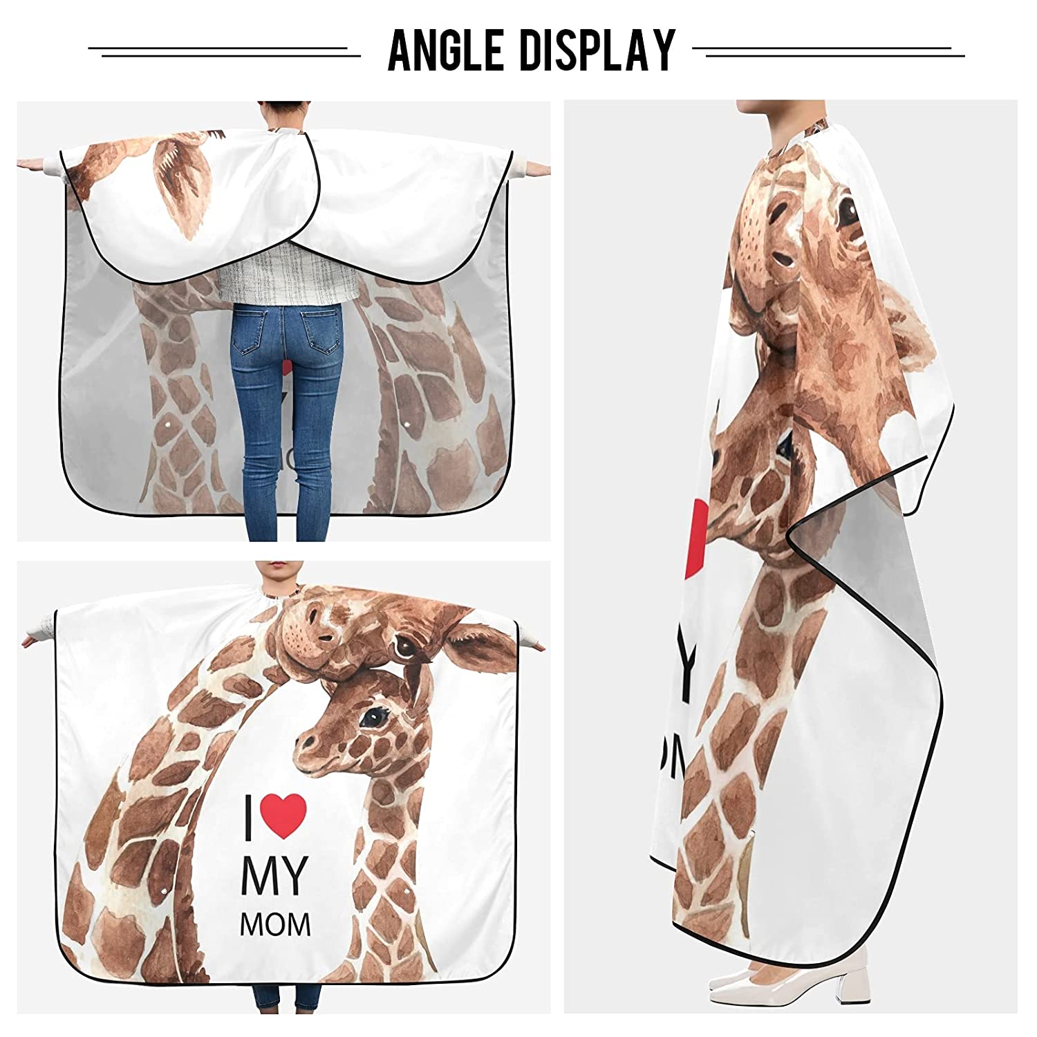 Waterproof Barber Cape - Mom Giraffe Haircut Bib for Men, Unisex Hair Cutting Cape(7ya1a)