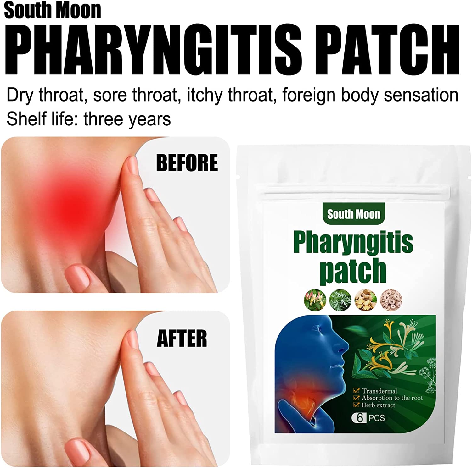 Pharyngitis Patch Treat Sore Throat Chronic Pharyngitis Relief Plaster for Dry Throat Chronic Halito