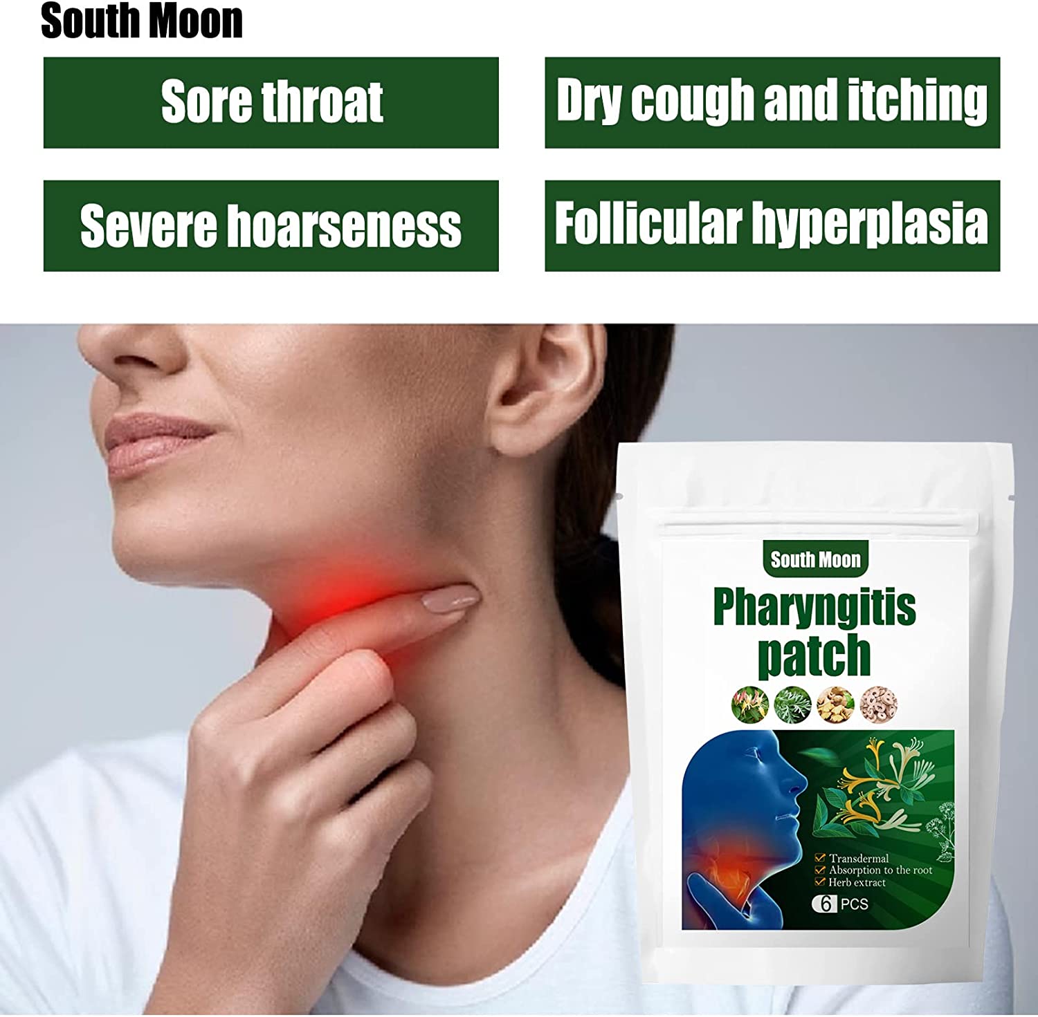Pharyngitis Patch Treat Sore Throat Chronic Pharyngitis Relief Plaster for Dry Throat Chronic Halito