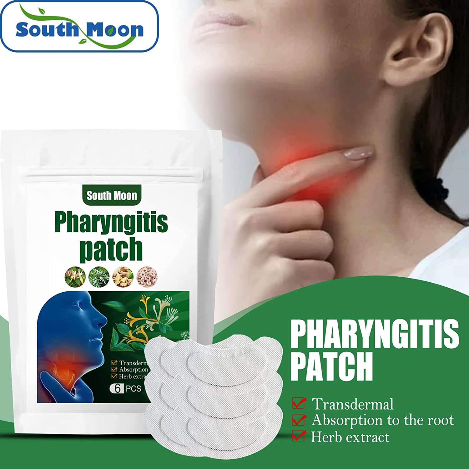 Pharyngitis Patch Treat Sore Throat Chronic Pharyngitis Relief Plaster for Dry Throat Chronic Halito