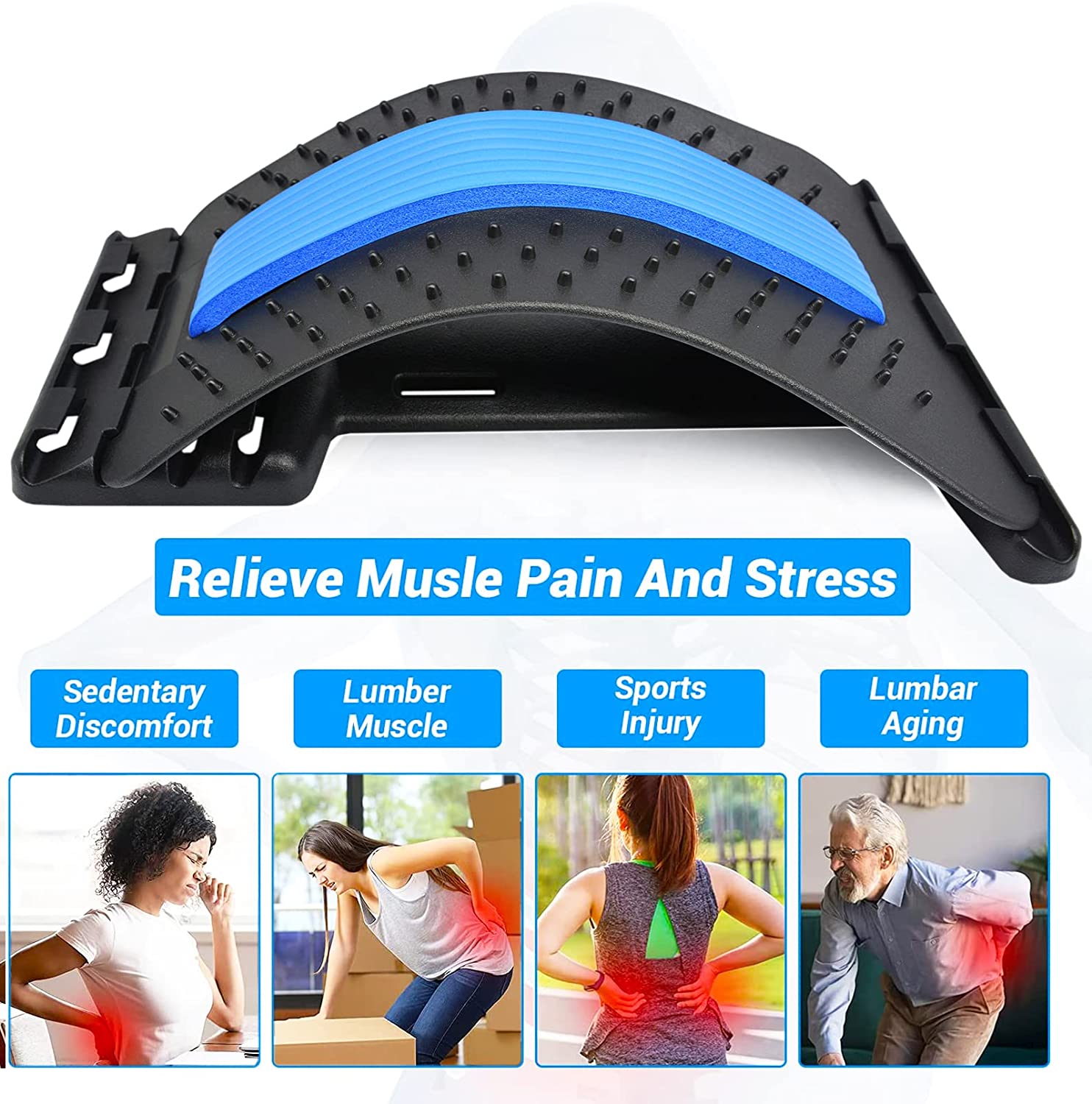 Back Cracking Device, Back Stretcher for Lower Back Pain Relief, 4 Level Back Cracker
