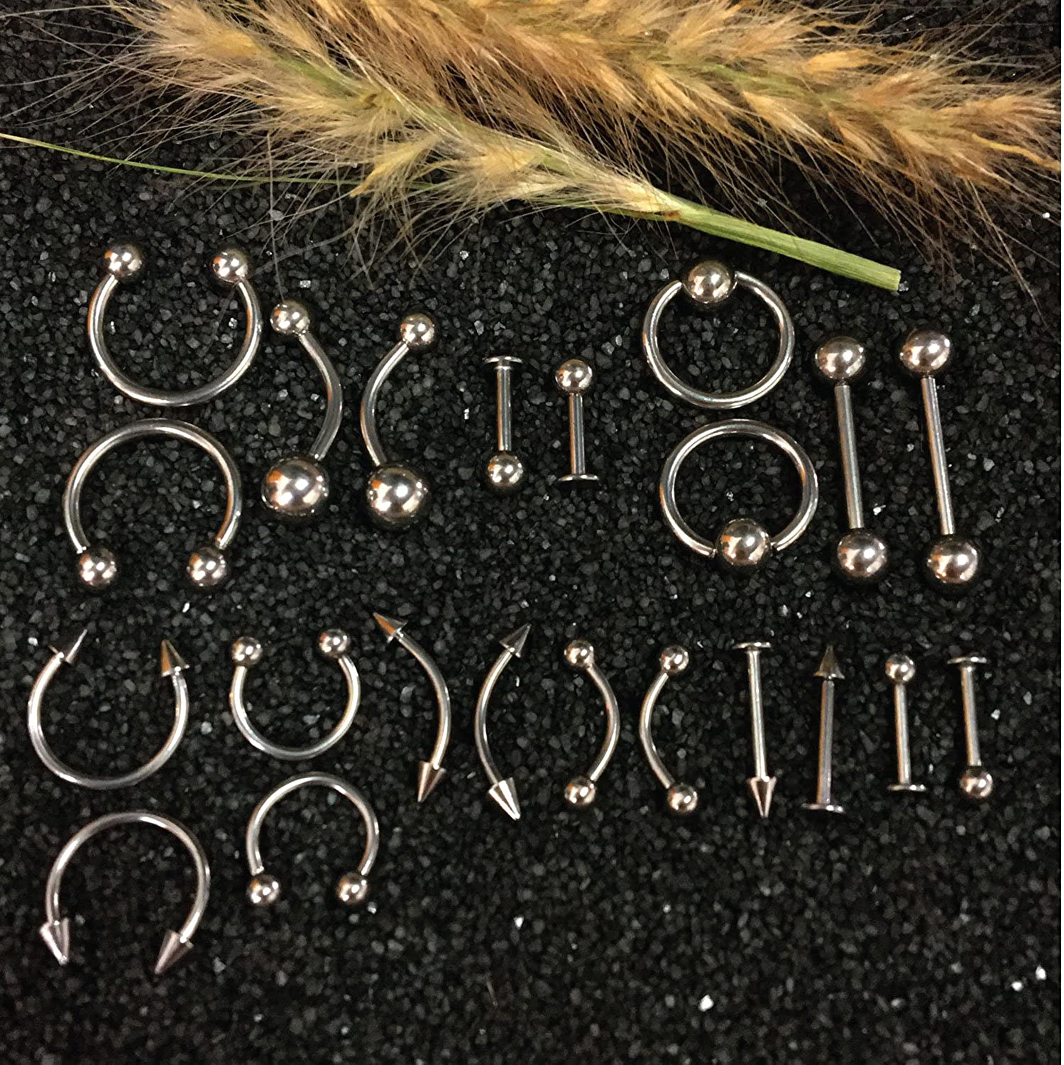 BodyJ4You 156PC Body Piercing Kit Aftercare Spray 14G 16G Belly Ring Tragus Random Mix Jewelry