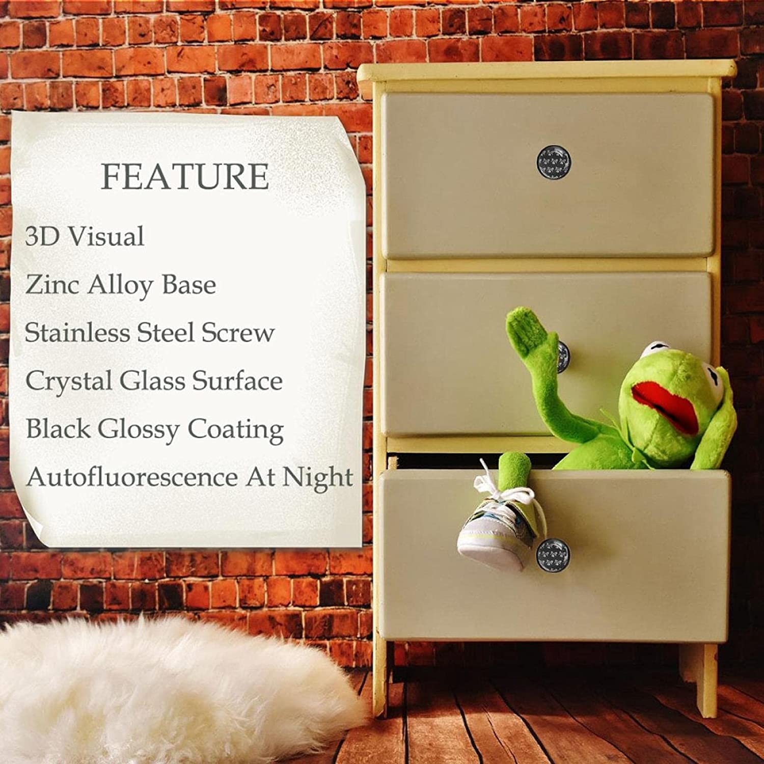 Glass Cabinet Knobs Cute Raccoon with 3D Visual Effects Colorful Design Metal Drawer Dresser Cupboar