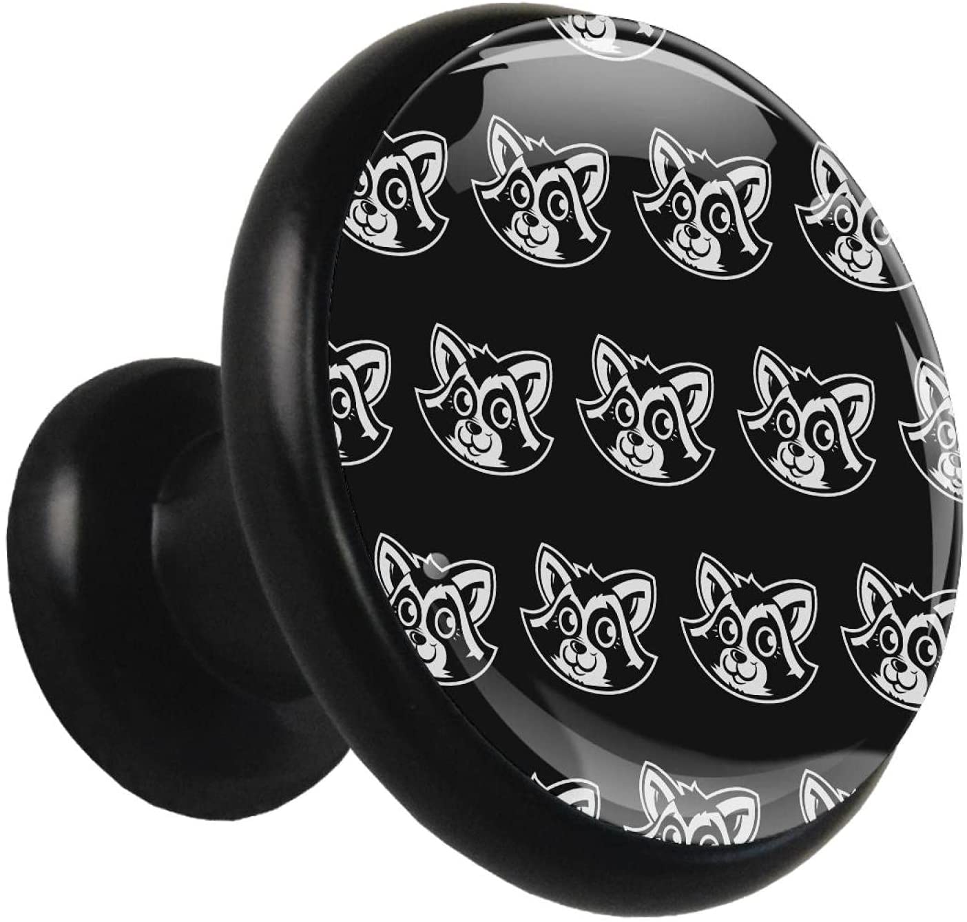 Glass Cabinet Knobs Cute Raccoon with 3D Visual Effects Colorful Design Metal Drawer Dresser Cupboar