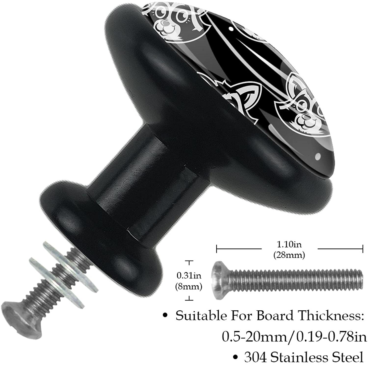 Glass Cabinet Knobs Cute Raccoon with 3D Visual Effects Colorful Design Metal Drawer Dresser Cupboar