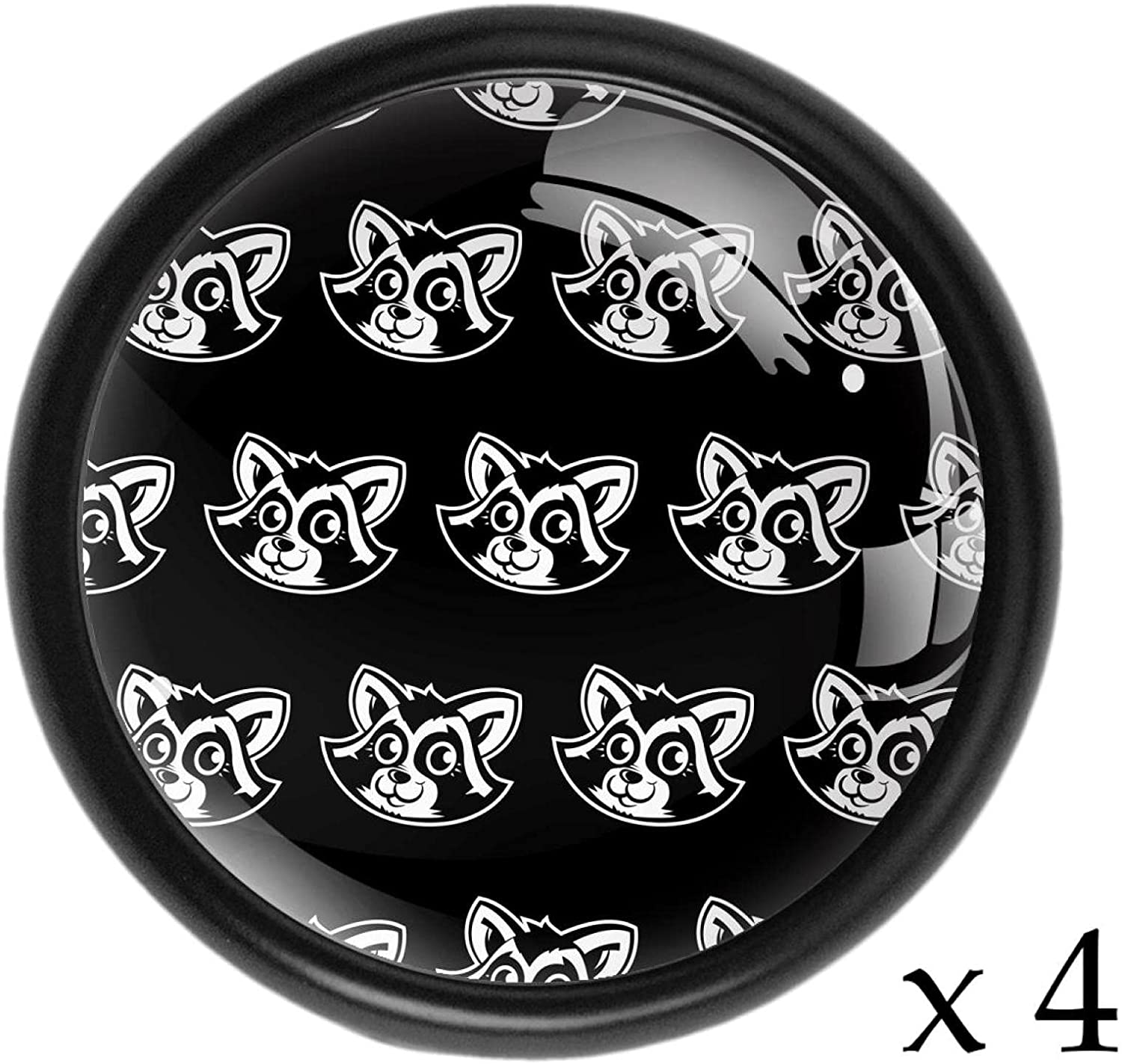 Glass Cabinet Knobs Cute Raccoon with 3D Visual Effects Colorful Design Metal Drawer Dresser Cupboar